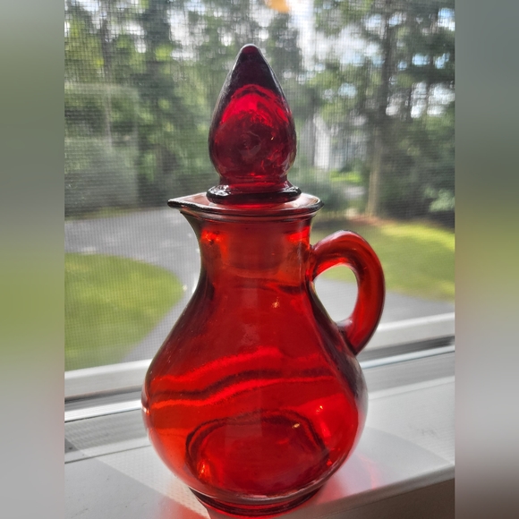 Avon Other - Vintage Avon Ruby Red Small Glass Cruet with Strawberry Stopper